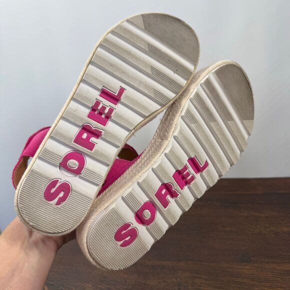 Sorel Women's Cameron Ankle-Strap Platform Sandals fuchsia white suede size 9 sh - Picture 10 of 10